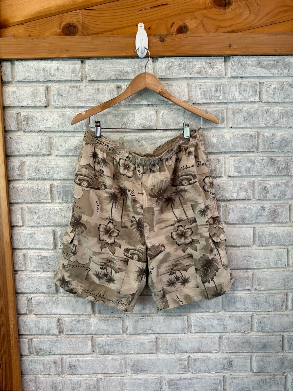 Vintage Caribbean Joe Tan Tropical Cargo Shorts